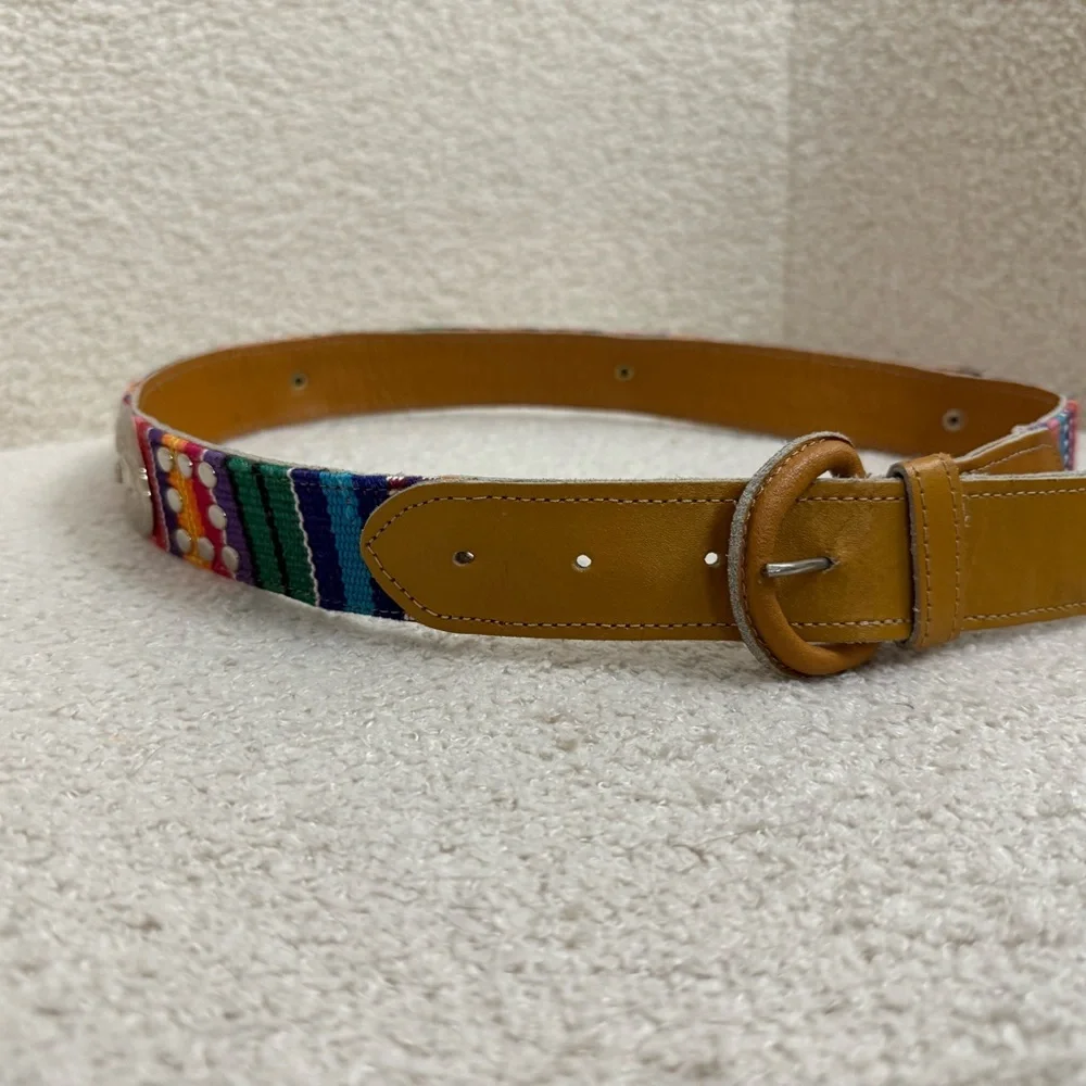 Source Unknown Multicolor‎ Beaded Belt with Gold Accents
